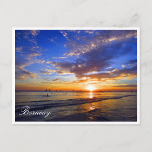 boracay sunset blue postcard