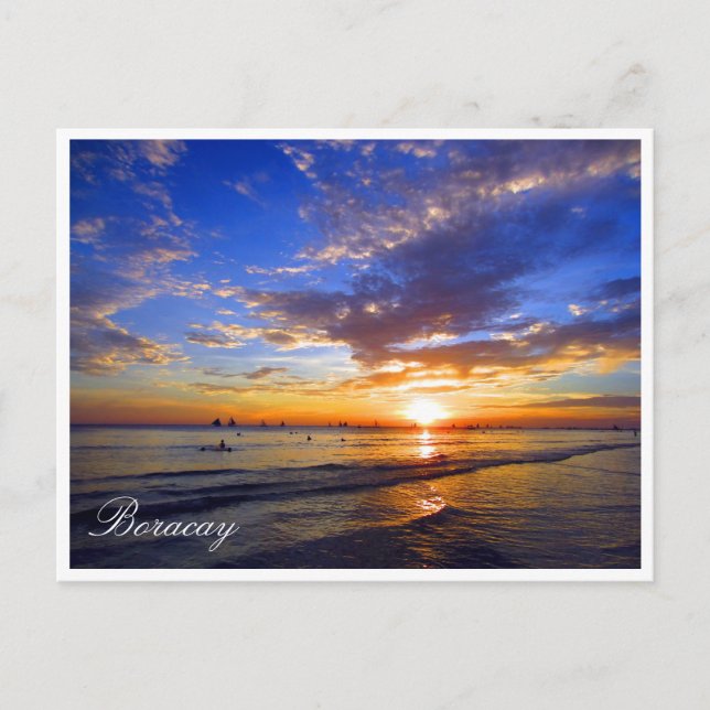 boracay sunset blue postcard (Front)