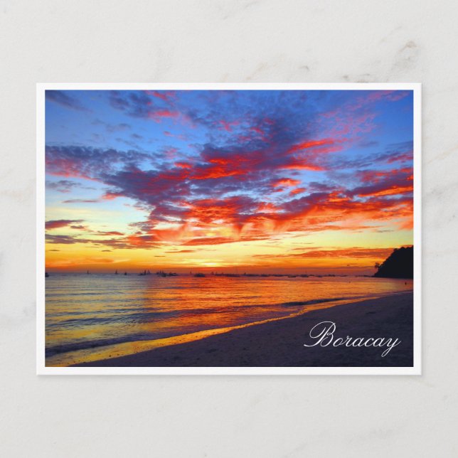 boracay sunset red postcard (Front)