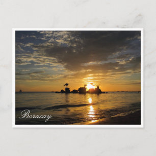 boracay sunset rocks postcard