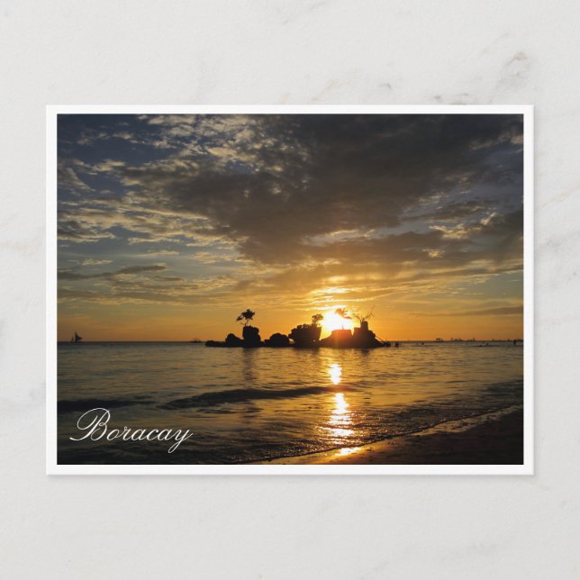 boracay sunset rocks postcard (Front)