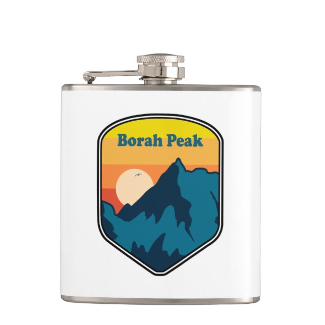 Borah Peak Idaho Sunrise Hip Flask (Front)