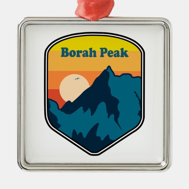Borah Peak Idaho Sunrise Metal Tree Decoration (Front)