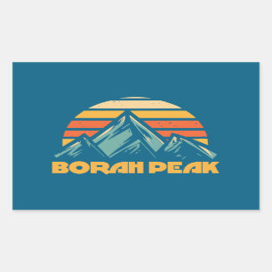 Borah Peak Retro Turquoise Rectangular Sticker