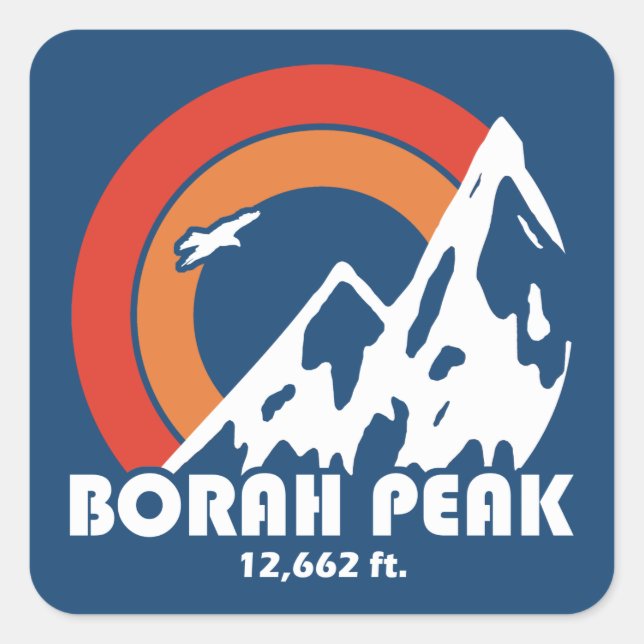 Borah Peak Sun Eagle Square Sticker (Front)
