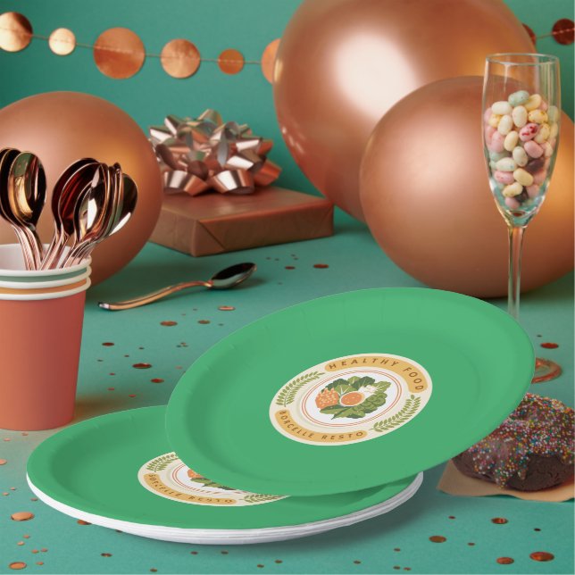 Borcelle Healthy Food Logo Design Paper Plate (Multi)