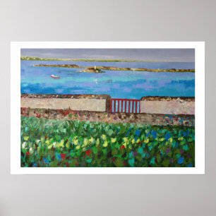 Bord de mer en Bretagne à la barrière rouge Poster