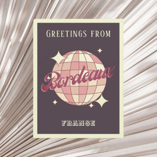 Bordeaux City France Retro Vintage party Postcard