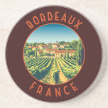 Bordeaux France Retro Distressed Circle Coaster<br><div class="desc">Bordeaux retro vector travel design. Bordeaux,  hub of the famed wine-growing region,  is a port city on the Garonne River in southwestern France.</div>