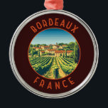 Bordeaux France Retro Distressed Circle Metal Tree Decoration<br><div class="desc">Bordeaux retro vector travel design. Bordeaux,  hub of the famed wine-growing region,  is a port city on the Garonne River in southwestern France.</div>