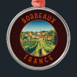 Bordeaux France Retro Distressed Circle Metal Tree Decoration<br><div class="desc">Bordeaux retro vector travel design. Bordeaux,  hub of the famed wine-growing region,  is a port city on the Garonne River in southwestern France.</div>