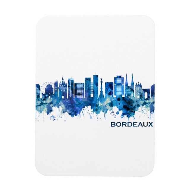 Bordeaux France Skyline Blue Magnet (Vertical)