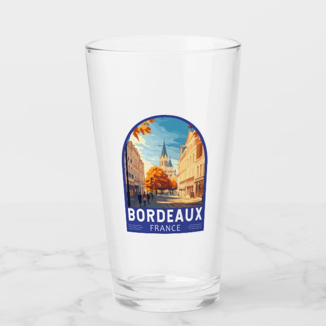 Bordeaux France Travel Art Emblem Glass (Front)