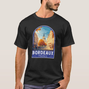 Bordeaux France Travel Art Emblem T-Shirt
