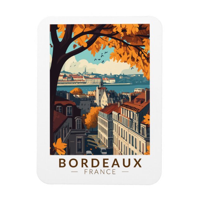 Bordeaux France Travel Art Vintage Magnet (Vertical)