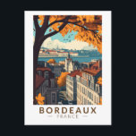 Bordeaux France Travel Art Vintage Postcard<br><div class="desc">Bordeaux retro vector travel design. Bordeaux,  hub of the famed wine-growing region,  is a port city on the Garonne River in southwestern France.</div>