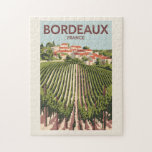 Bordeaux France Vineyard Travel Art Vintage Jigsaw Puzzle<br><div class="desc">Bordeaux retro vector travel design. Bordeaux,  hub of the famed wine-growing region,  is a port city on the Garonne River in southwestern France.</div>