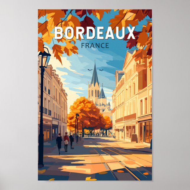 Bordeaux France Vineyard Travel Art Vintage Poster (Front)