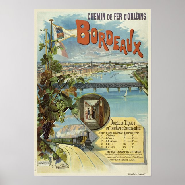 Bordeaux France Vintage Poster 1896 (Front)