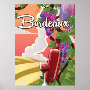 Bordeaux France vintage wine travel poster