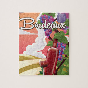 Bordeaux France vintage wine travel poster Jigsaw Puzzle