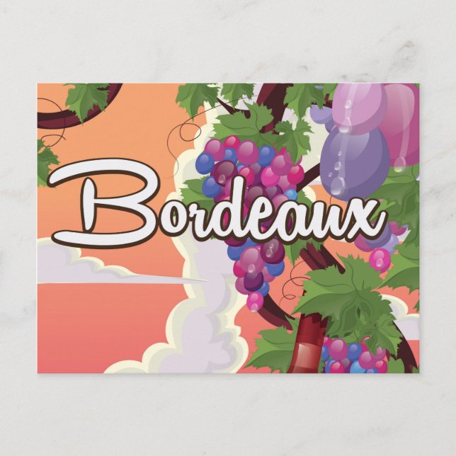 Bordeaux France vintage wine travel poster Postcard (Front)