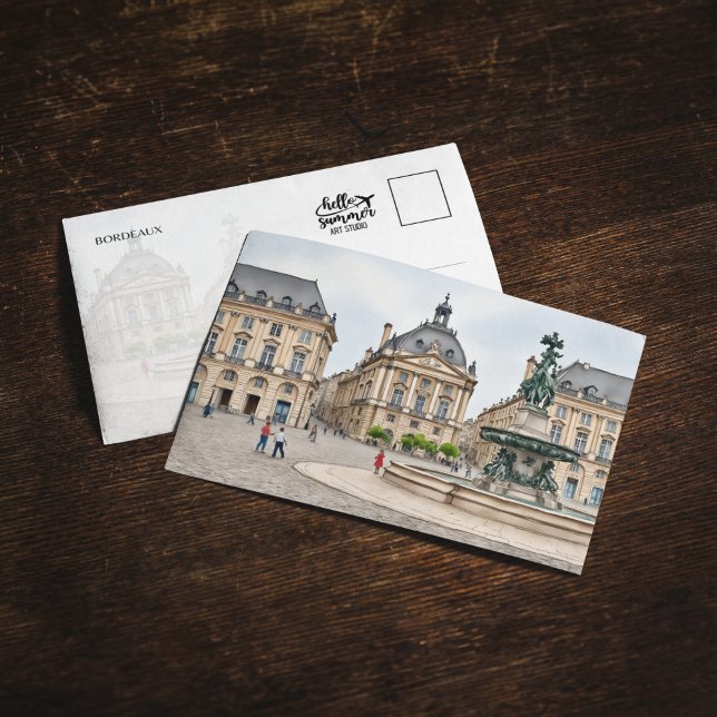 Bordeaux France Watercolor Postcard (Creator Uploaded)