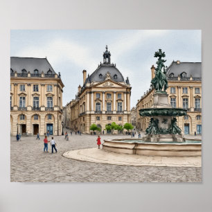 Bordeaux France Watercolor Poster