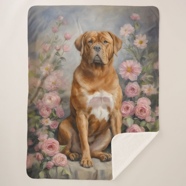 Bordeaux French Mastiff Dog Sherpa Blanket (Front)