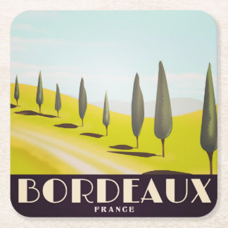 Bordeaux, french Vintage style travel poster Square Paper Coaster