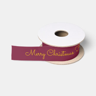 Bordeaux Gold Elegant Cute Personalised Christmas Satin Ribbon
