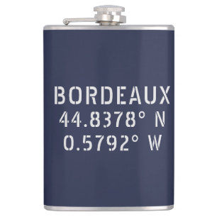 Bordeaux Latitude Longitude Hip Flask