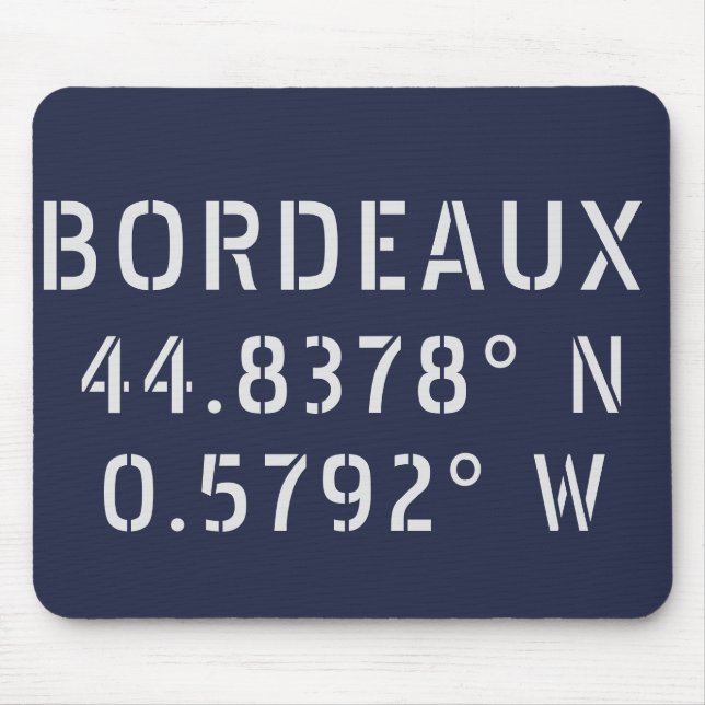 Bordeaux Latitude Longitude Mouse Mat (Front)