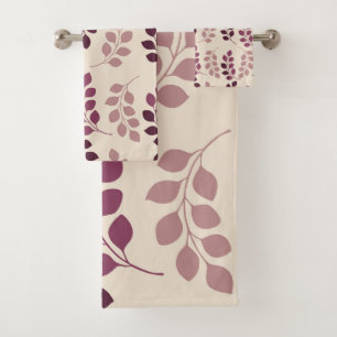 Bordeaux Modern Botanical Japandi Bath Towel Set