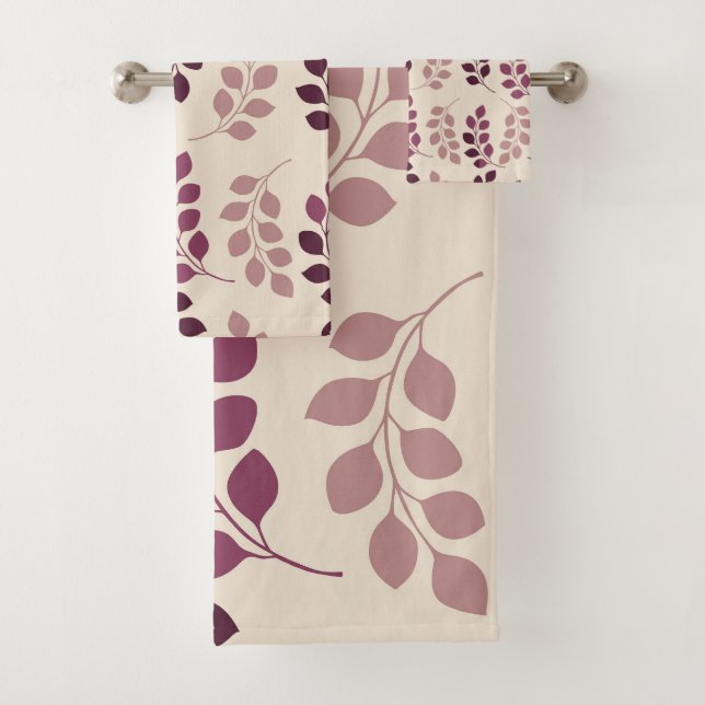 Bordeaux Modern Botanical Japandi Bath Towel Set (Insitu)