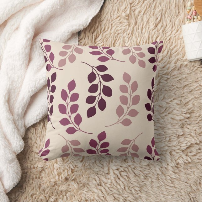 Bordeaux Modern Botanical Japandi Cushion (Blanket)