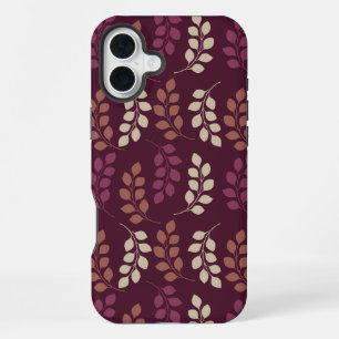 Bordeaux Modern Botanical Japandi iPhone 16 Plus Case