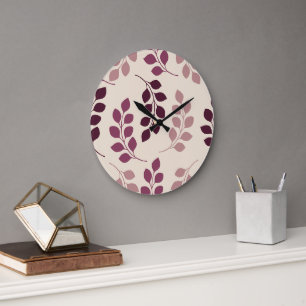 Bordeaux Modern Botanical Japandi Large Clock