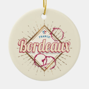 Bordeaux Nouvelle-Aquitaine France Retro Wine Ceramic Tree Decoration