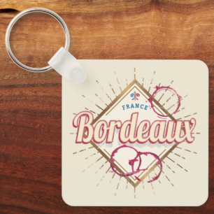 Bordeaux Nouvelle-Aquitaine France Retro Wine Key Ring