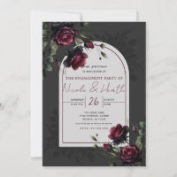 Bordeaux Red Roses Shadowy Grey Floral Engagement