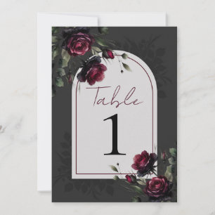 Bordeaux Red Roses Shadowy Grey Floral Wedding Invitation