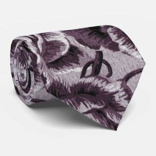 Bordeaux Red Vintage Floral Toile Fabric Tie