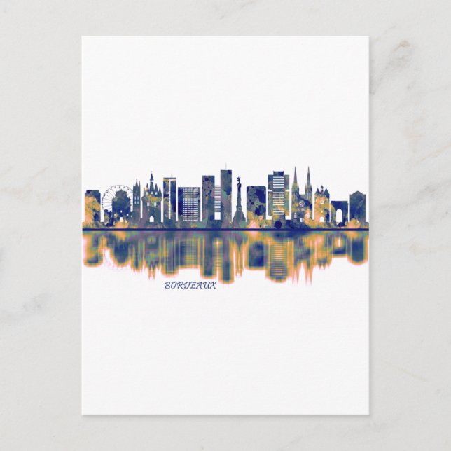 Bordeaux Skyline Holiday Postcard (Front)