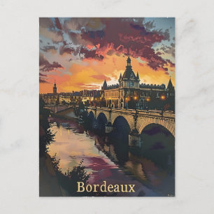 Bordeaux Twilight: Sunset Symphony Purple Clouds Postcard