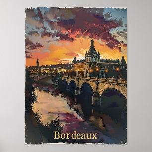 Bordeaux Twilight: Sunset Symphony Purple Clouds Poster