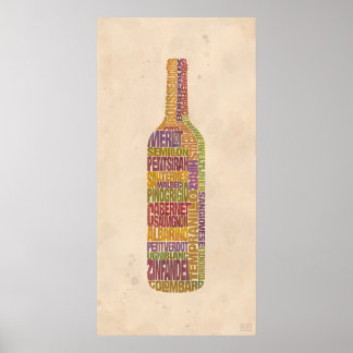 Bordeaux Wine Word Bottle Poster