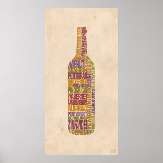 Bordeaux Wine Word Bottle Poster Zazzle.co.uk