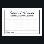 Border Advice & Wishes for New Mr Mrs Cards<br><div class="desc">These elegant wedding advice and wishes cards will be the perfect addition to your wedding reception. This design features a classic, simple black border with the text "Advice & Wishes for the new Mr. and Mrs." in a combination of calligraphic and simple black fonts. The card has space available for...</div>