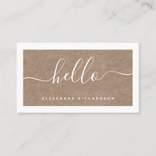 Border and Script   Kraft Paper Look Hello Business Card